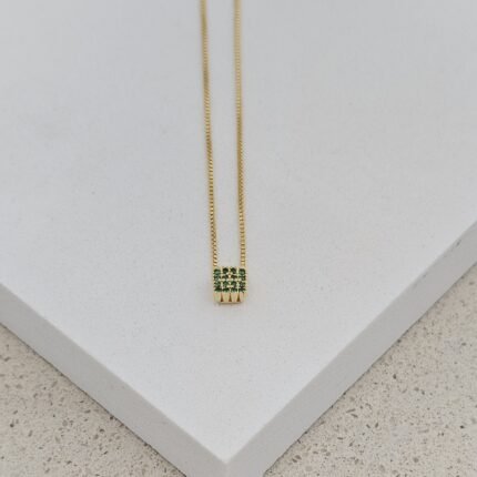 CADENA VENECIANA 45CM + CUADRO CIRCON VERDE